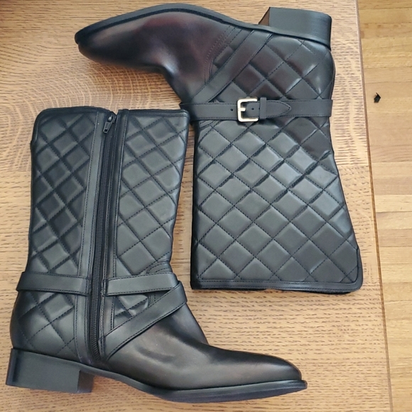 Talbots Tia Quilted Black Leather Boots - Picture 3 of 5
